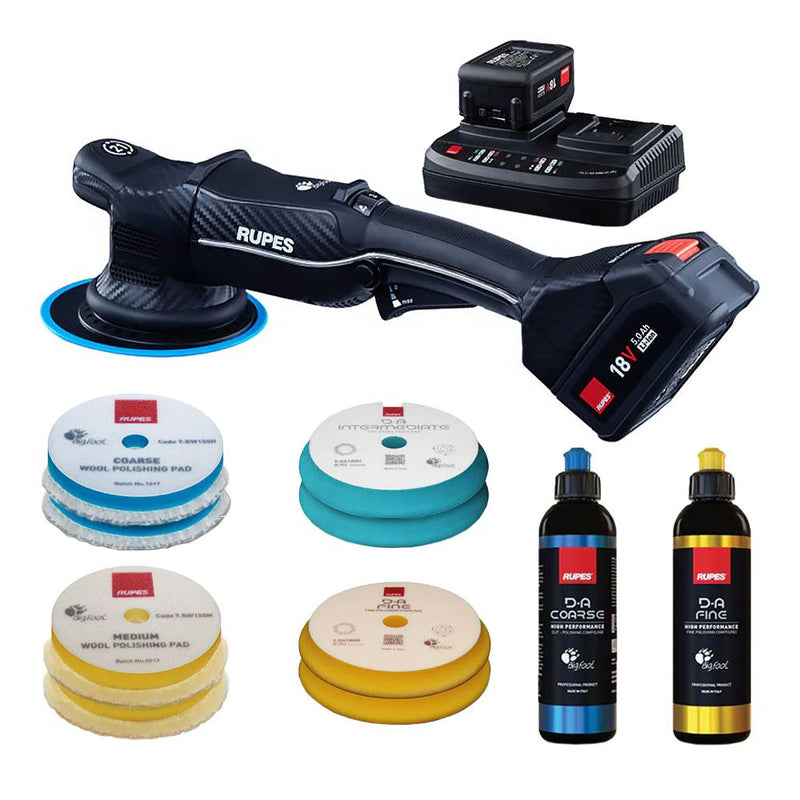 RUPES 150mm 18v 5AH Bigfoot Cordless Ibrid Random Orbital DA Polisher Combo Kit - ATD - BFD