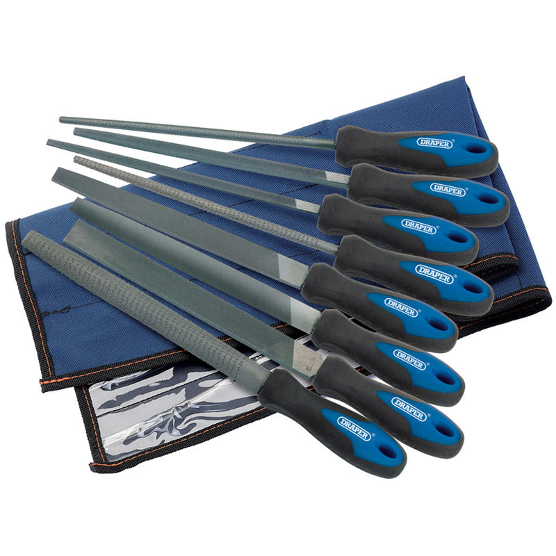 Draper Tools 200mm Soft Grip Engineers File and Rasp Set (8 Piece) DRA44961