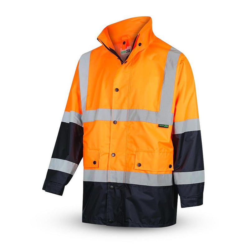 PRIME MOVER Wet Weather Jacket-Orange/Navy-hv206 9694