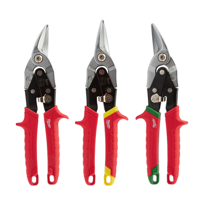 Milwaukee 3PCE Cutting Aviation Snips- Left,Right, Centre Cut -BFD