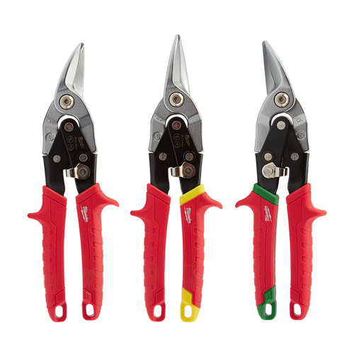 Milwaukee 3PCE Cutting Aviation Snips- Left,Right, Centre Cut -BFD