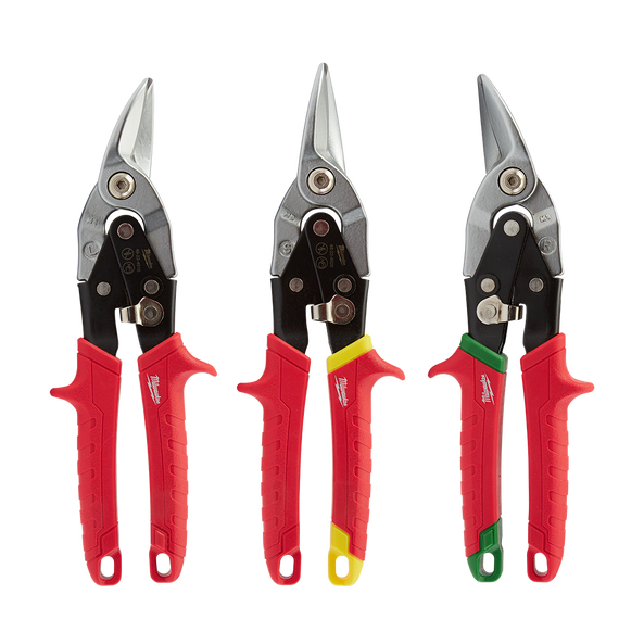 Milwaukee 3PCE Cutting Aviation Snips- Left,Right, Centre Cut -BFD