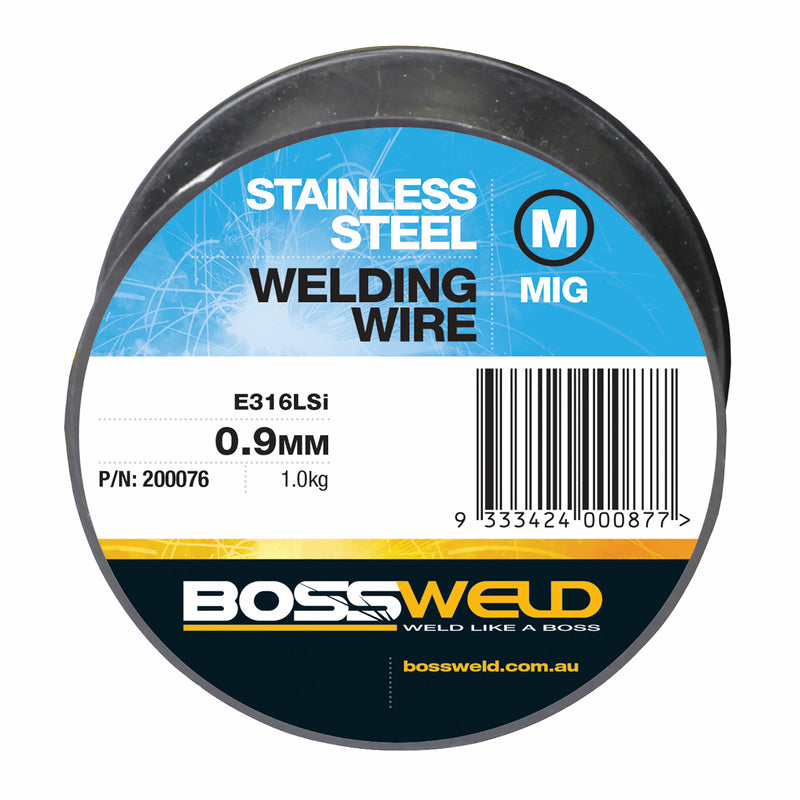 BOSS GAS MIG WELDER WELDING WIRE STAINLESS STEEL 0.9MM 1KG 200076