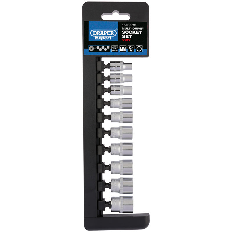 Draper Tools 1/4 Sq. Dr. Metric Multi-Drive® Socket Set (10 Piece) DRA50022