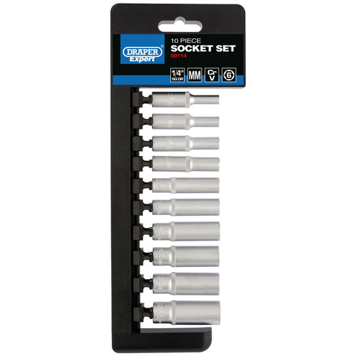 Draper Tools 1/4 Sq. Dr. Metric Deep Socket Set (10 Piece) DRA50114