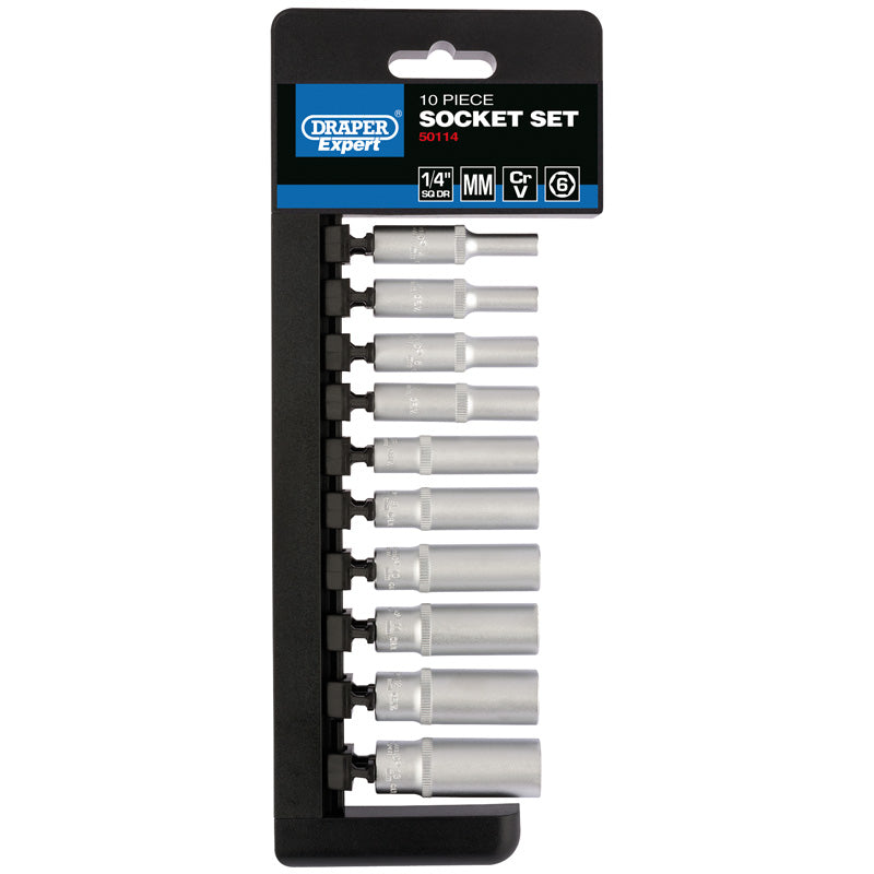 Draper Tools 1/4 Sq. Dr. Metric Deep Socket Set (10 Piece) DRA50114