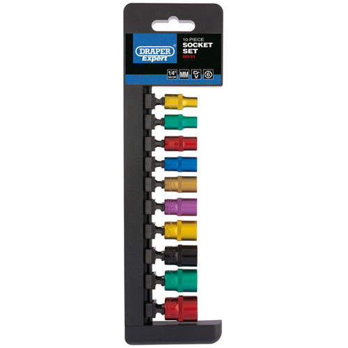 Draper Tools 1/4 Sq. Dr. Metric Coloured Socket Set (10 Piece) DRA50151