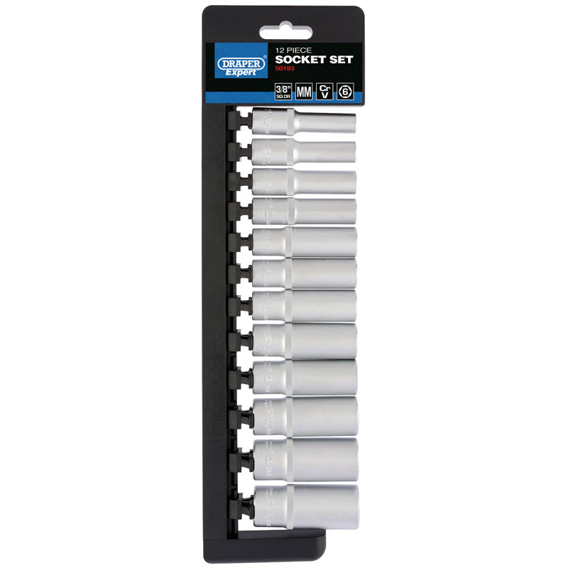 Draper Tools 3/8 Sq. Dr. Metric Deep Socket Set (12 Piece) DRA50193