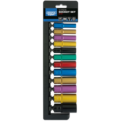 Draper Tools 3/8 Sq. Dr. Metric Coloured Deep Socket Set (12 Piece) DRA50197