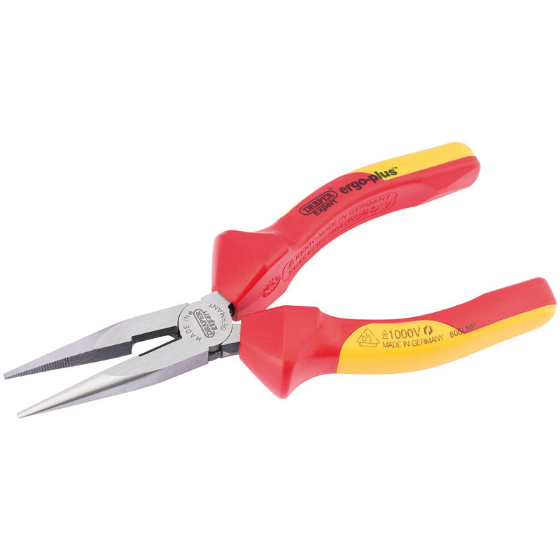 Draper Tools Expert 160mm Ergo Plus® Fully Insulated VDE Slimline Long Nose Pliers DRA50246