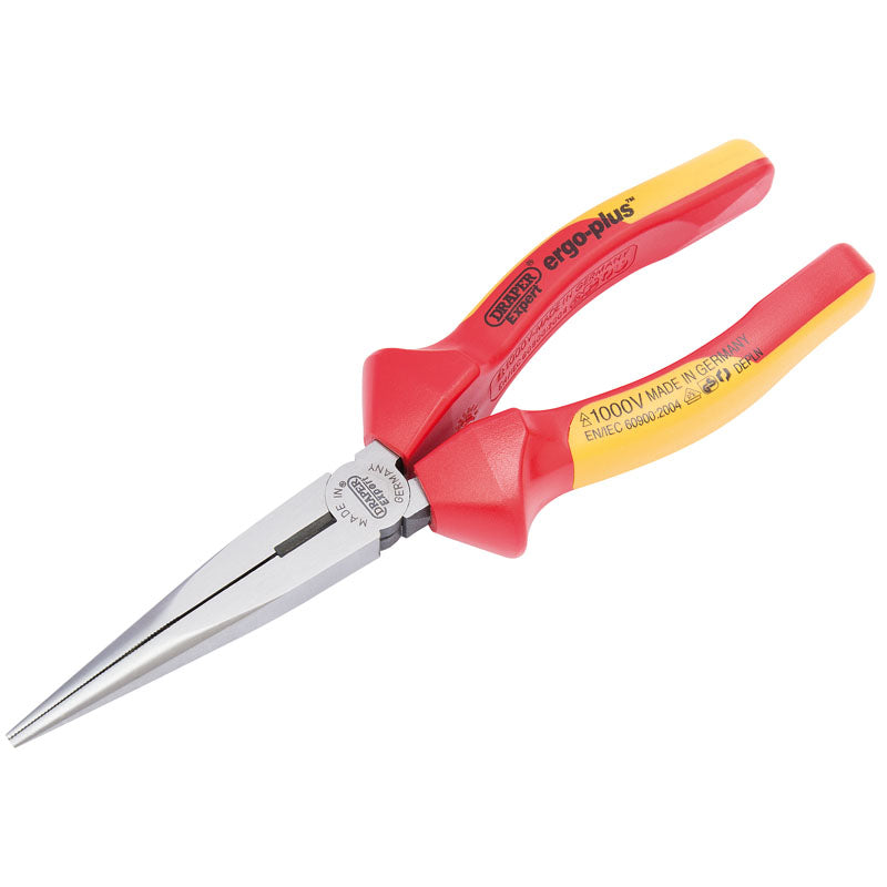 Draper Tools Expert 200mm Ergo Plus® Fully Insulated VDE Slimline Long Nose Pliers DRA50247