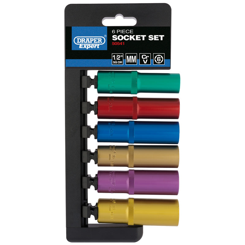 Draper Tools 1/2 Sq. Dr. Metric Coloured Deep Socket Set (6 Piece) DRA50541