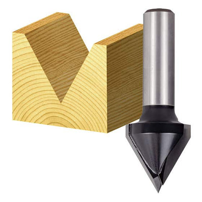 Carbitool 2 Flute Router Bit  60&deg; Vee Groove Bit 25.4 X 60 DEG TCT 2 FLT 1/2 SHK (T 6128 1/2)