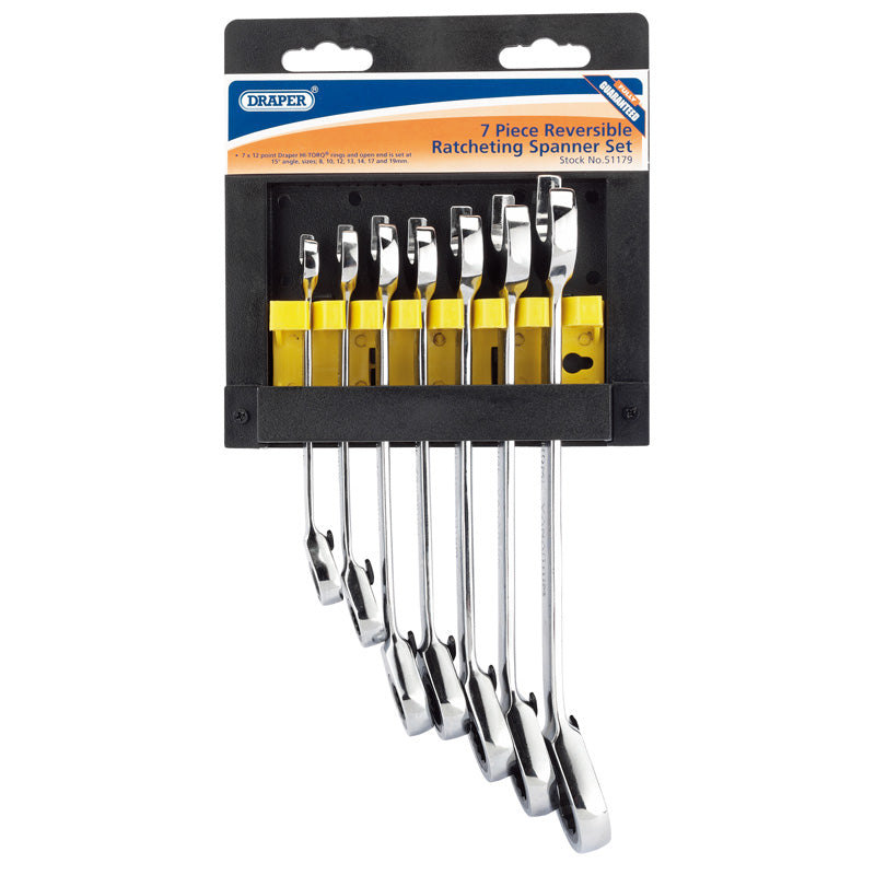 Draper Tools Metric Ratcheting Combination Spanner Set (7 piece) DRA51179