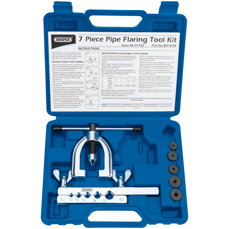 Draper Tools Brake Pipe Flaring Kit (7 piece) DRA51762