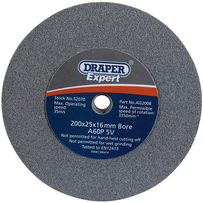 Draper Tools 200 X 25mm Grinding Wheel 60 Grit DRA52070