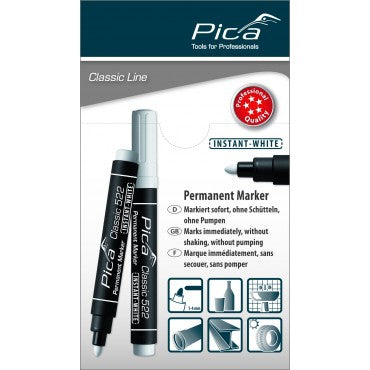 PICA Classic Instant White Permanent Marker 1-4mm Tip 522/52