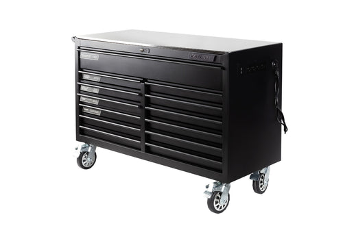 KA BOXES 52" Widebody Roller Cabinet With Stainless Steel Work Surface & Power/USB Outlets-13Drawer