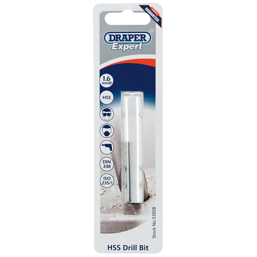 Draper Tools Expert 1.6mm HSS Twist Drill for 2 x 0.4 Taps DRA53028