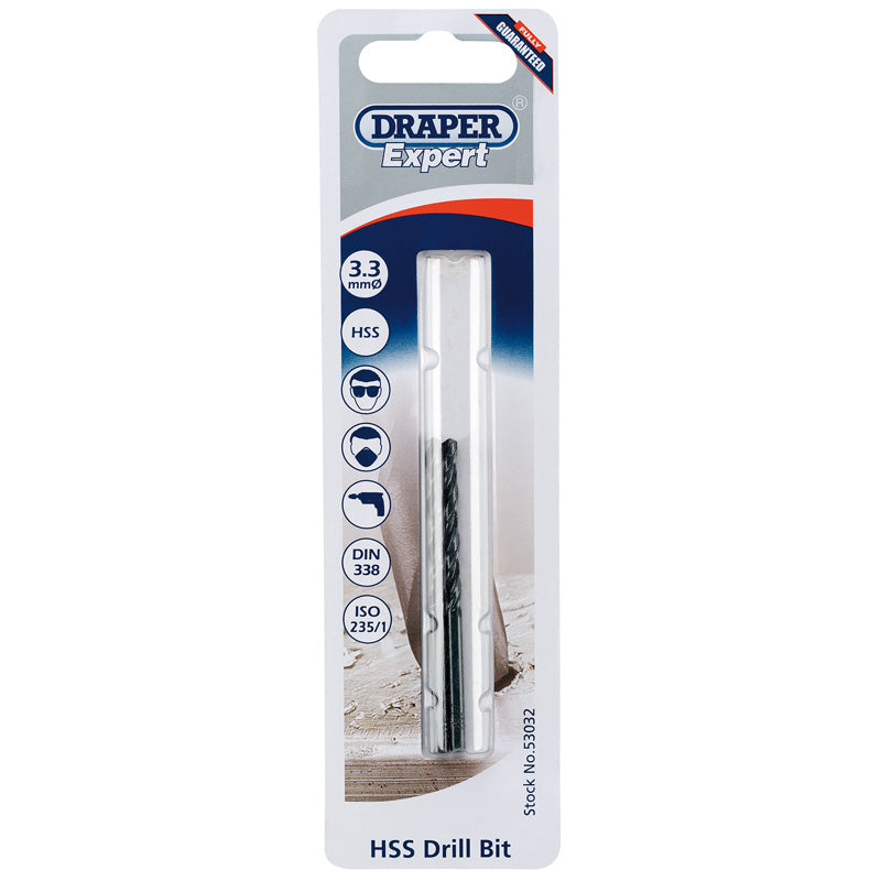 Draper Tools Expert 3.3mm HSS Twist Drill for 4 x 0.7 Taps DRA53032