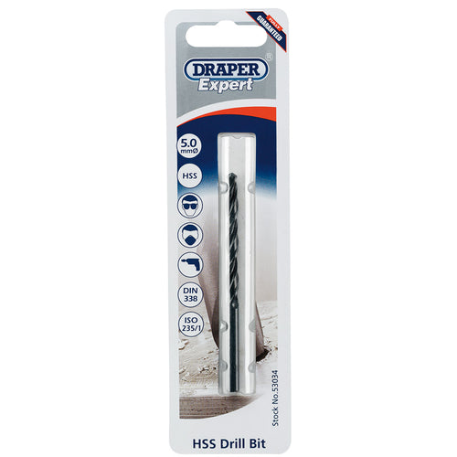Draper Tools Expert 5.0mm HSS Twist Drill for 6 x 1.0 Taps DRA53034