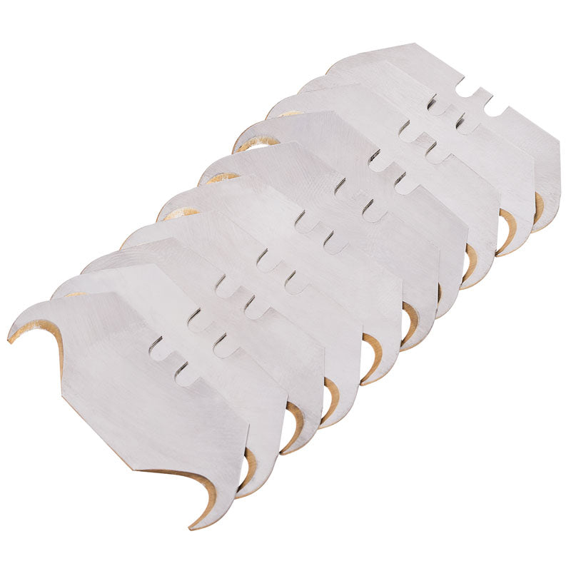 Draper Tools Expert Pack of 10 Premium Gold Two Notch Hooked Trimming Knife Blades DRA54225