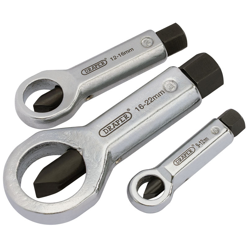 Draper Tools 9mm - 22mm Capacity Nut Splitter Set (3 Piece) DRA55108
