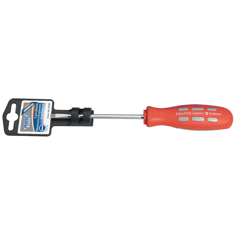 Draper Tools 5mm x 100mm Plain Slot Parallel Tip Mechanics Screwdriver  DRA55495