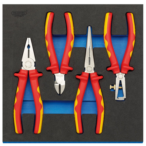 Draper Tools VDE Approved Fully Insulated Plier Set in 1/2 Drawer EVA Insert Tray (4 Piece) DRA63216