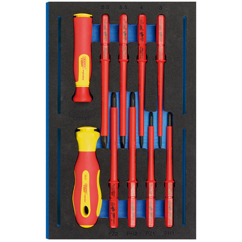 Draper Tools VDE Ergo Plus Screwdriver Set in 1/4 Drawer EVA Insert Tray (10 Piece) DRA63359