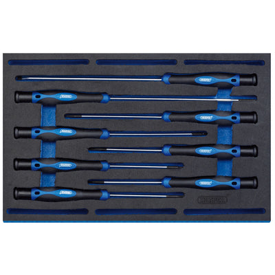 Draper Tools Extra Long Precision Screwdriver Set in 1/4 Drawer EVA Insert Tray (8 Piece) DRA63399