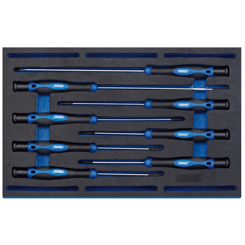 Draper Tools Extra Long Precision Screwdriver Set in 1/4 Drawer EVA Insert Tray (8 Piece) DRA63399
