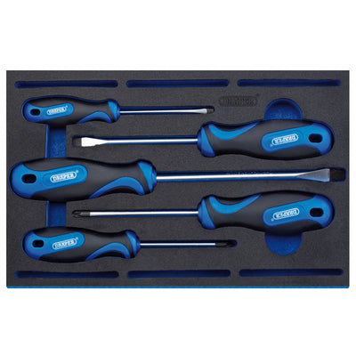 Draper Tools Soft Grip Screwdriver Set in 1/4 Drawer EVA Insert Tray (5 Piece) DRA63400