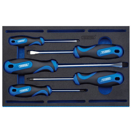 Draper Tools Soft Grip Screwdriver Set in 1/4 Drawer EVA Insert Tray (5 Piece) DRA63400