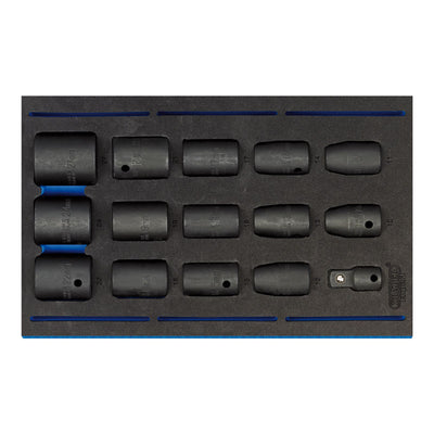 Draper Tools 1/2 Sq. Dr. Impact Socket Set in 1/4 Drawer EVA Insert Tray (15 Piece) DRA63415