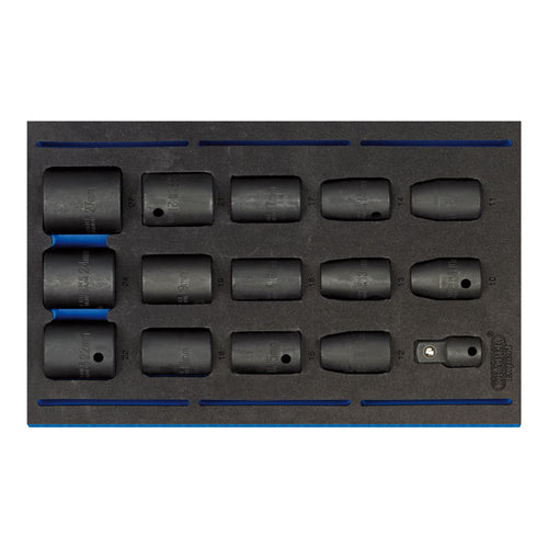 Draper Tools 1/2 Sq. Dr. Impact Socket Set in 1/4 Drawer EVA Insert Tray (15 Piece) DRA63415