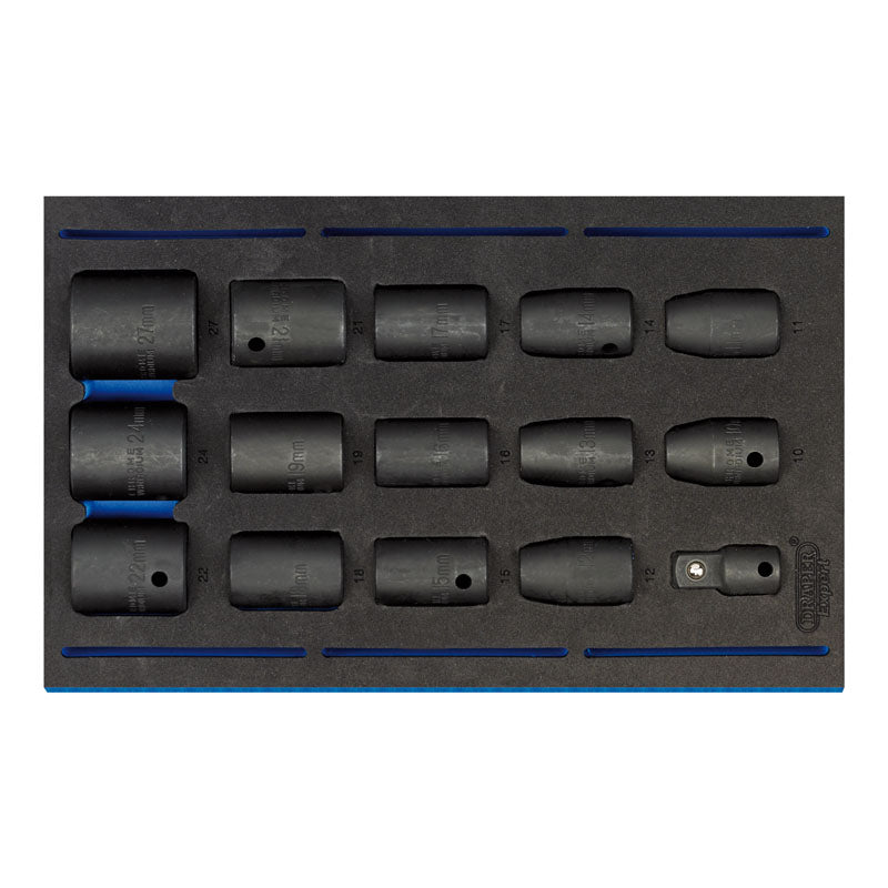 Draper Tools 1/2 Sq. Dr. Impact Socket Set in 1/4 Drawer EVA Insert Tray (15 Piece) DRA63415