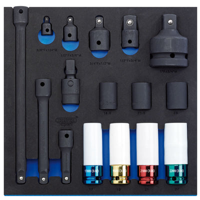 Draper Tools 1/2 Sq. Dr. Impact Socket Set in 1/2 Drawer EVA Insert Tray (16 Piece) DRA63482