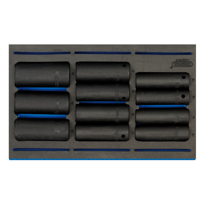 Draper Tools 1/2 Sq. Dr. Impact Socket Set in 1/4 Drawer EVA Insert Tray (11 Piece) DRA63483
