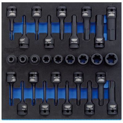 Draper Tools 1/2 Sq. Dr. Impact TX-STAR® and Hex Socket Set in 1/2 Drawer EVA Insert Tray (28 Piece) DRA63490