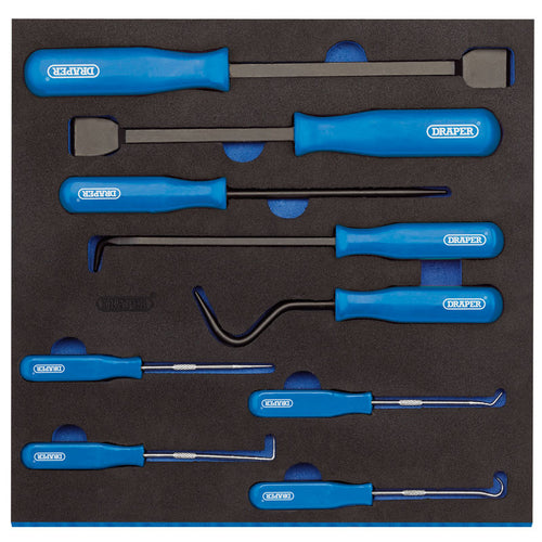 Draper Tools Scraper, Hook and Pick Set in 1/2 Drawer EVA Insert Tray (9 Piece) DRA63500