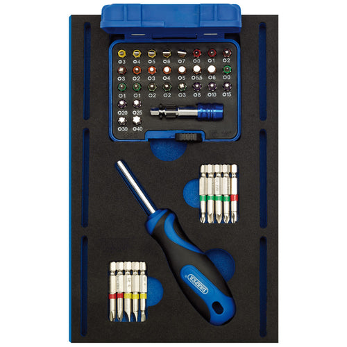 Draper Tools Screwdriver Insert Bits and Driver in 1/4 Drawer EVA Insert Tray (40 Piece) DRA63514