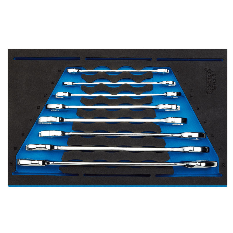 Draper Tools Open Ended Spanner Set in 1/4 Drawer EVA Insert Tray (8 Piece) DRA63524