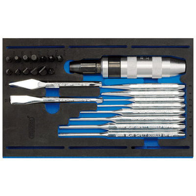 Draper Tools Punch and Impact Driver Kit in 1/4 Drawer EVA Insert Tray (25 Piece) DRA63528
