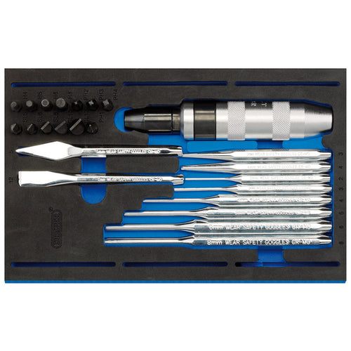 Draper Tools Punch and Impact Driver Kit in 1/4 Drawer EVA Insert Tray (25 Piece) DRA63528