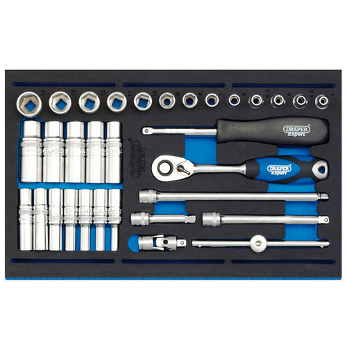 Draper Tools 1/4 Socket Set in 1/4 Drawer EVA Insert Tray (32 Piece) DRA63532