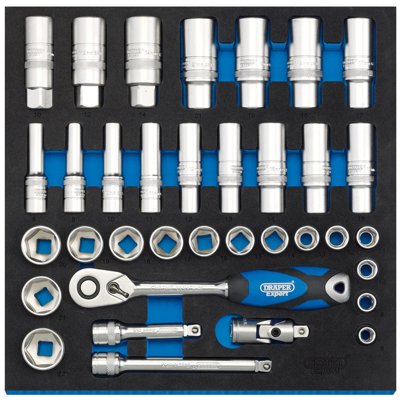Draper Tools 3/8 Socket Set in 1/2 Drawer EVA Insert Tray (35 Piece) DRA63534