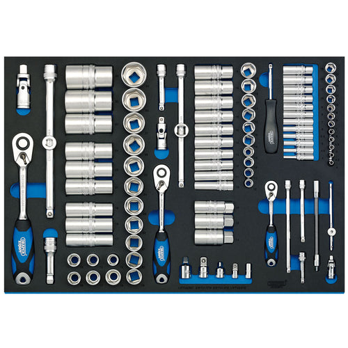 Draper Tools 1/4, 3/8, and 1/2 Socket Set in Full Plus Drawer EVA Insert Tray (96 Piece) DRA63537
