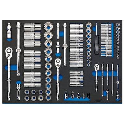 Draper Tools 1/4, 3/8, and 1/2 Socket Set in Full Plus Drawer EVA Insert Tray (96 Piece) DRA63539