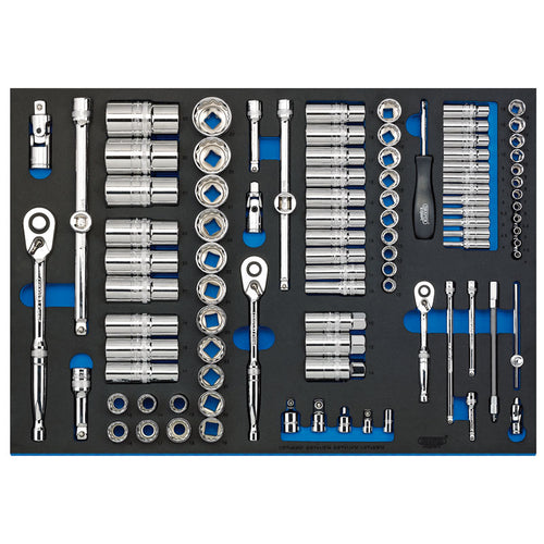 Draper Tools 1/4, 3/8, and 1/2 Socket Set in Full Plus Drawer EVA Insert Tray (96 Piece) DRA63539
